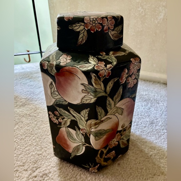 Floral Black Ceramic Vase - Picture 1 of 3